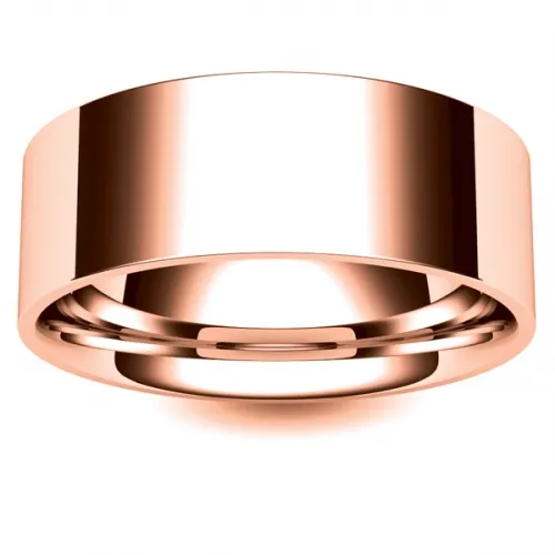 Flat Court Very Heavy - 8mm (FCH8R) Rose Gold Wedding Ring
